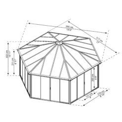 Palram - Canopia Garda Grey Hexagonal Gazebo, (W)5.17m (D)5.95m - Assembly Required -Garden Tool Store palram canopia garda grey hexagonal gazebo w 5 17m d 5 95m assembly required7290108137040 01t bq