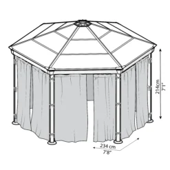 Palram - Canopia Hexagonal Grey Polyester (PES) Gazebo Curtain, Pack Of 6 (L)2170mm (W)2320mm -Garden Tool Store palram canopia hexagonal grey polyester pes gazebo curtain pack of 6 l 2170mm w 2320mm7290108133530 01t