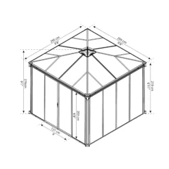 Palram - Canopia Ledro Grey Rectangular Gazebo, (W)2.95m (D)2.95m - Assembly Required -Garden Tool Store palram canopia ledro grey rectangular gazebo w 2 95m d 2 95m assembly required7290108136524 01t bq