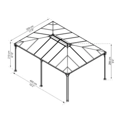 Palram - Canopia Martinique Grey Rectangular Gazebo, (W)4.93m (D)3.59m - Assembly Required -Garden Tool Store palram canopia martinique grey rectangular gazebo w 4 93m d 3 59m assembly required7290108136234 01t bq
