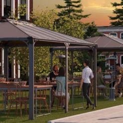 Palram - Canopia Martinique Grey Rectangular Gazebo, (W)4.93m (D)3.59m - Assembly Required -Garden Tool Store palram canopia martinique grey rectangular gazebo w 4 93m d 3 59m assembly required7290108136234 03i bq