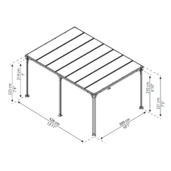 Palram - Canopia Milano Grey Rectangular Gazebo, (W)4.26m (D)3.09m - Assembly Required -Garden Tool Store palram canopia milano grey rectangular gazebo w 4 26m d 3 09m assembly required7290108136241 01t bq
