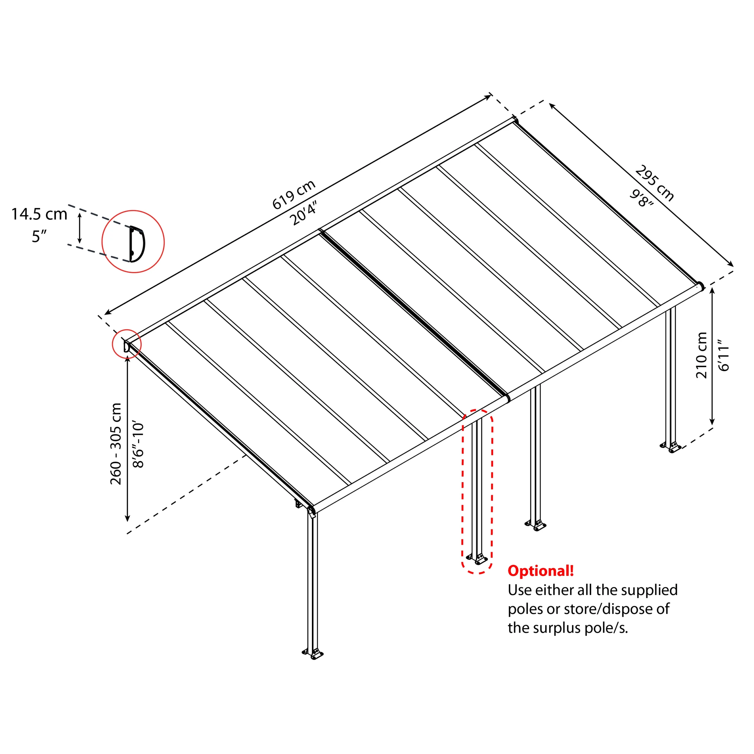 Palram - Canopia Olympia White Non-retractable Awning, (L)6.19m (H)3.05m (W)2.95m 8 Palram - Canopia Olympia White Non-retractable Awning, (L)6.19m (H)3.05m (W)2.95m - Image 8