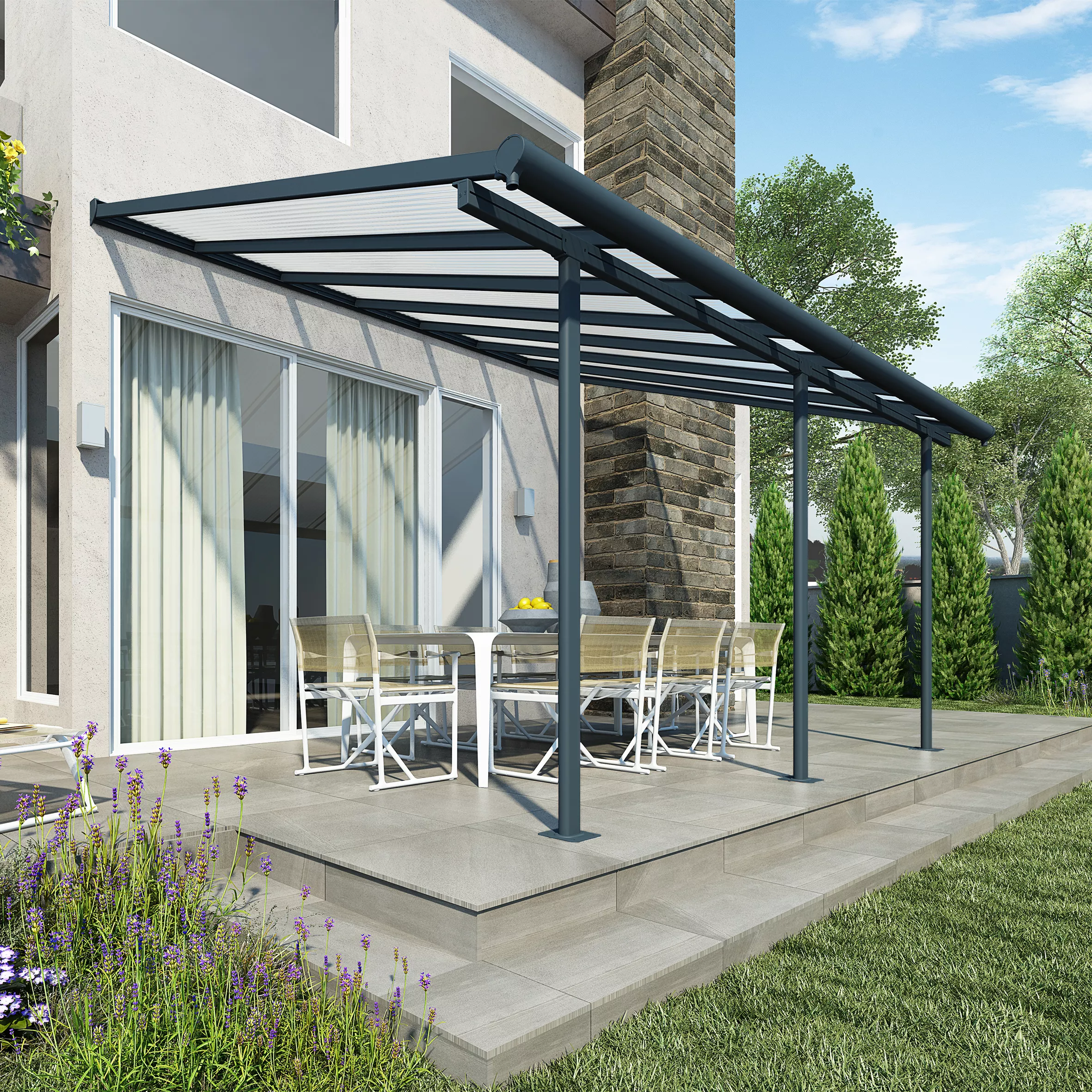 Palram - Canopia Sierra Grey Non-retractable Awning, (L)4.34m (H)3.05m (W)2.99m 1 Palram - Canopia Sierra Grey Non-retractable Awning, (L)4.34m (H)3.05m (W)2.99m