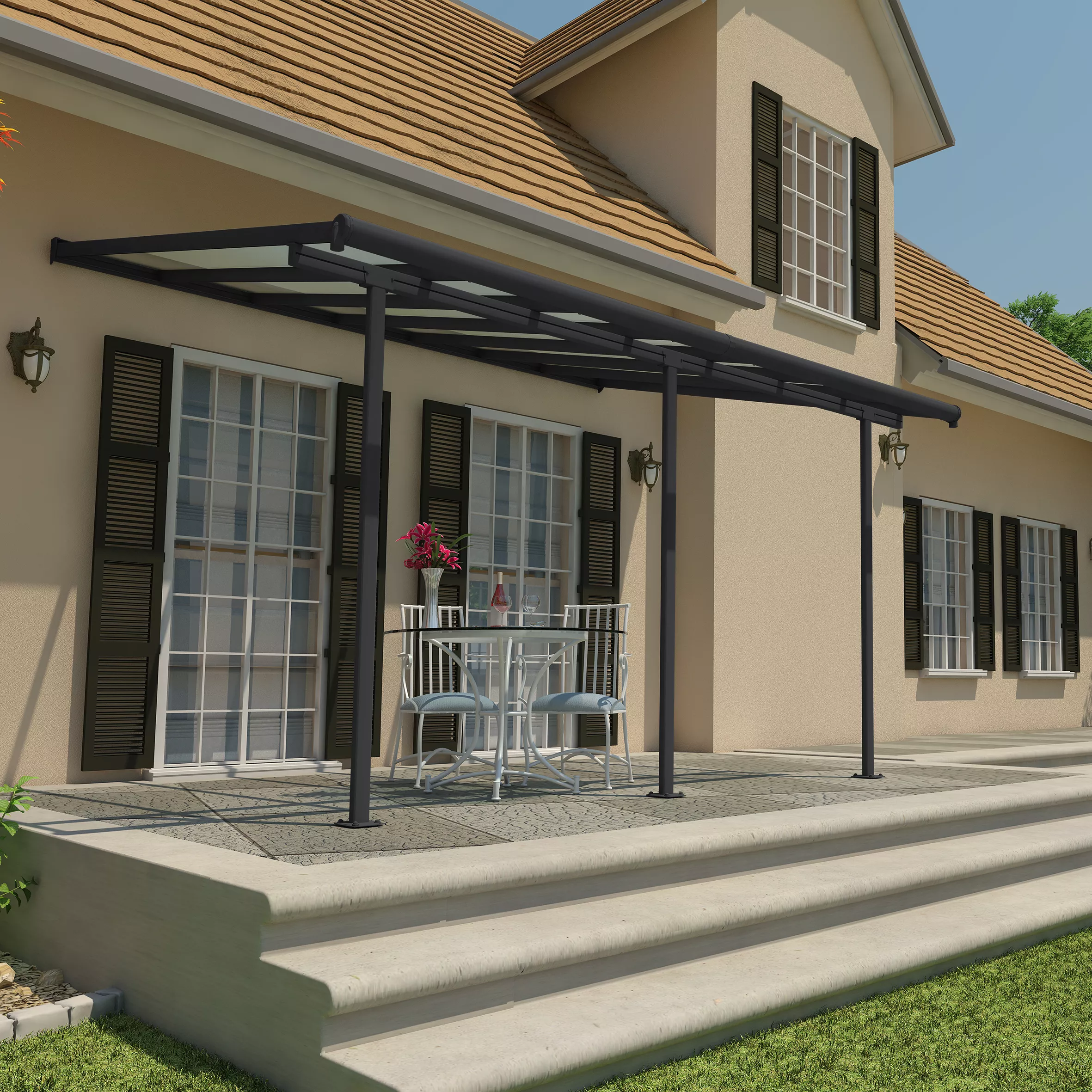 Palram - Canopia Sierra Grey Non-retractable Awning, (L)4.34m (H)3.05m (W)2.99m 2 Palram - Canopia Sierra Grey Non-retractable Awning, (L)4.34m (H)3.05m (W)2.99m - Image 2