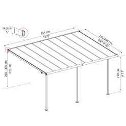 Palram - Canopia Sierra Grey Non-retractable Awning, (L)5.55m (H)3.05m (W)2.99m -Garden Tool Store palram canopia sierra grey non retractable awning l 5 55m h 3 05m w 2 99m7290108130317 01t bq