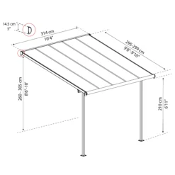 Palram - Canopia Sierra White Non-retractable Awning, (L)3.14m (H)3.05m (W)2.99m -Garden Tool Store palram canopia sierra white non retractable awning l 3 14m h 3 05m w 2 99m7290108130300 01t bq