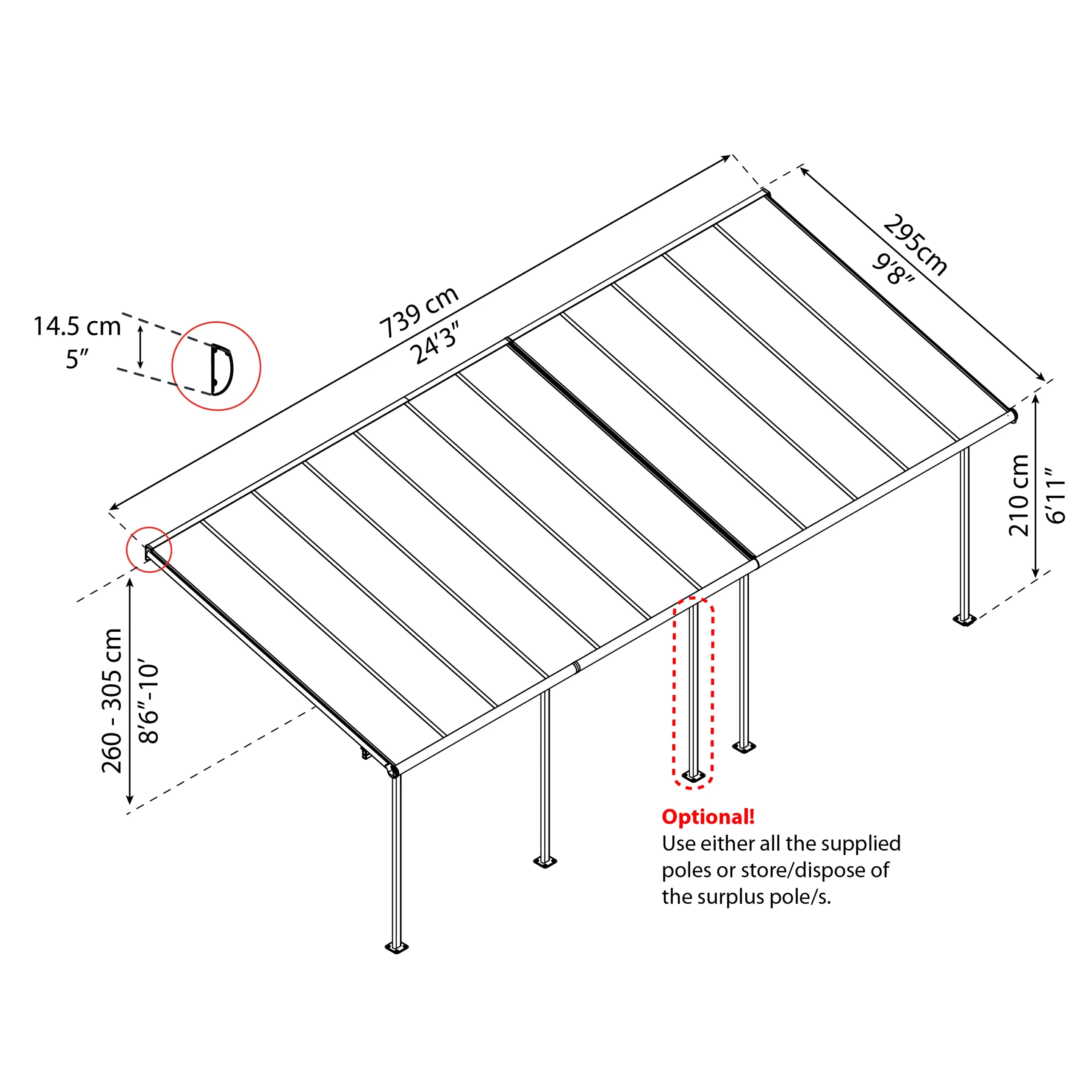 Palram - Canopia Sierra White Non-retractable Awning, (L)7.39m (H)3.05m (W)2.95m 9 Palram - Canopia Sierra White Non-retractable Awning, (L)7.39m (H)3.05m (W)2.95m - Image 9