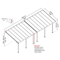 Palram - Canopia Sierra White Non-retractable Awning, (L)8.6m (H)3.05m (W)2.95m -Garden Tool Store palram canopia sierra white non retractable awning l 8 6m h 3 05m w 2 95m7290108130560 01t bq