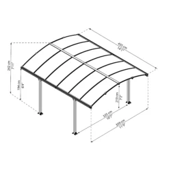 Palram - Canopia Tucson Grey Rectangular Gazebo, (W)4.3m (D)3.59m - Assembly Required -Garden Tool Store palram canopia tucson grey rectangular gazebo w 4 3m d 3 59m assembly required7290108601633 01t bq