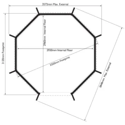 Rowlinson Buckingham Natural Octagonal Gazebo, (W)3.57m (D)3.57m - Assembly Required -Garden Tool Store rowlinson buckingham natural octagonal gazebo w 3 57m d 3 57m assembly required5013856009948 01t