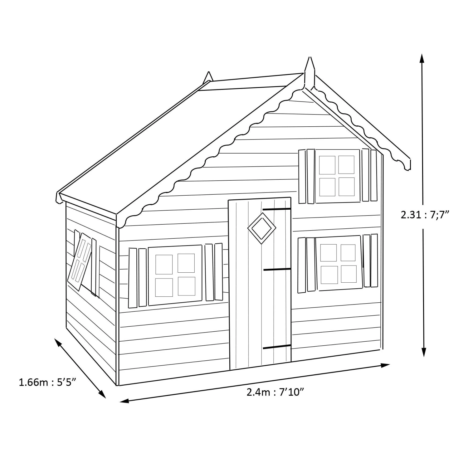 Shire 8x6 Loft Whitewood Pine Playhouse Assembly Required 5 Shire 8x6 Loft Whitewood Pine Playhouse Assembly Required - Image 5