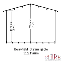 Shire Berryfield 11x8 Glass Apex Tongue & Groove Wooden Cabin - Base Not Included -Garden Tool Store shire berryfield 11x8 glass apex tongue groove wooden cabin base not included5019804112296 03t bq