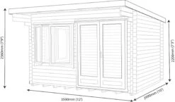 Shire Danbury 12x10 Toughened Glass Pent Tongue & Groove Wooden Cabin - Base Not Included -Garden Tool Store shire danbury 12x10 toughened glass pent tongue groove wooden cabin base not included5019804414635 01t