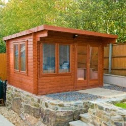 Shire Danbury 12x10 Toughened Glass Pent Tongue & Groove Wooden Cabin - Base Not Included -Garden Tool Store shire danbury 12x10 toughened glass pent tongue groove wooden cabin base not included5019804414635 03i bq
