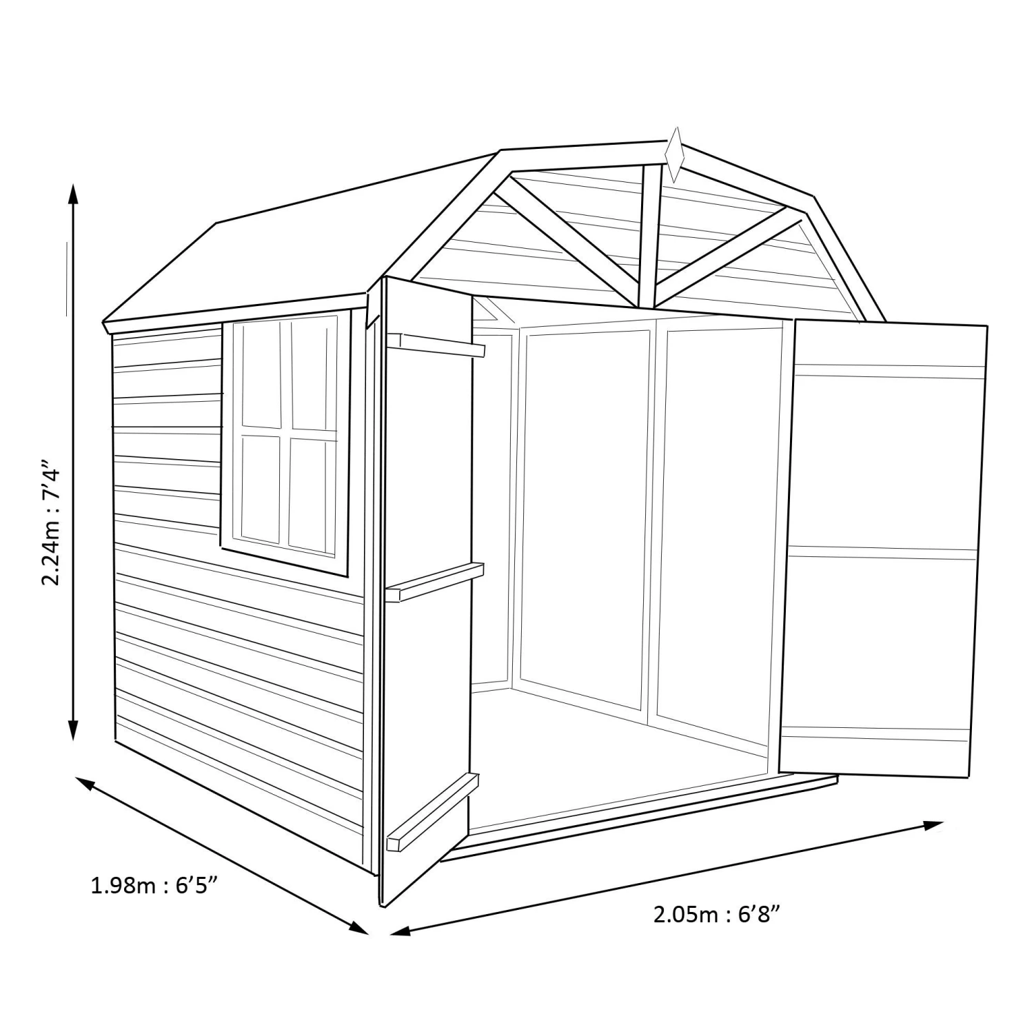 Shire Dutch 7x7 Ft Dutch Apex Shiplap Wooden Shed With Floor - Assembly Service Included 6 Shire Dutch 7x7 Ft Dutch Apex Shiplap Wooden Shed With Floor - Assembly Service Included - Image 6