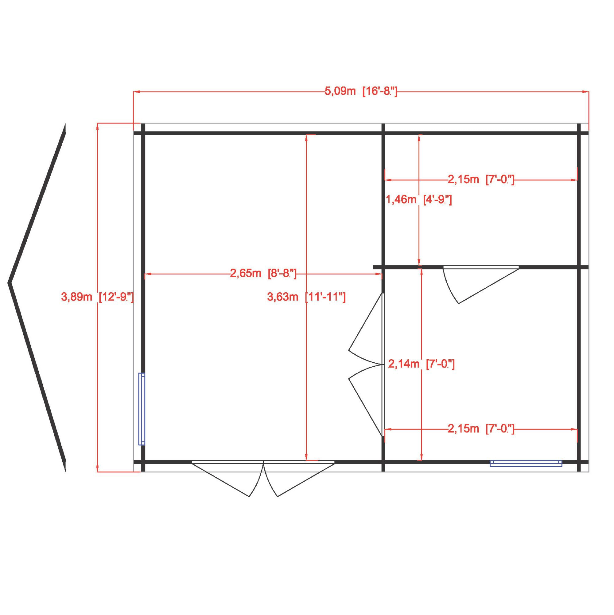 Shire Firestone 13x17 Toughened Glass Apex Tongue & Groove Wooden Cabin - Assembly Service Included 3 Shire Firestone 13x17 Toughened Glass Apex Tongue & Groove Wooden Cabin - Assembly Service Included - Image 3