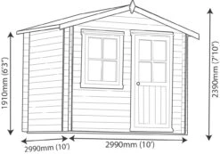Shire Hartley 10x10 Apex Tongue & Groove Wooden Cabin (Base Included) -Garden Tool Store shire hartley 10x10 apex tongue groove wooden cabin base included 5019804198863 03t