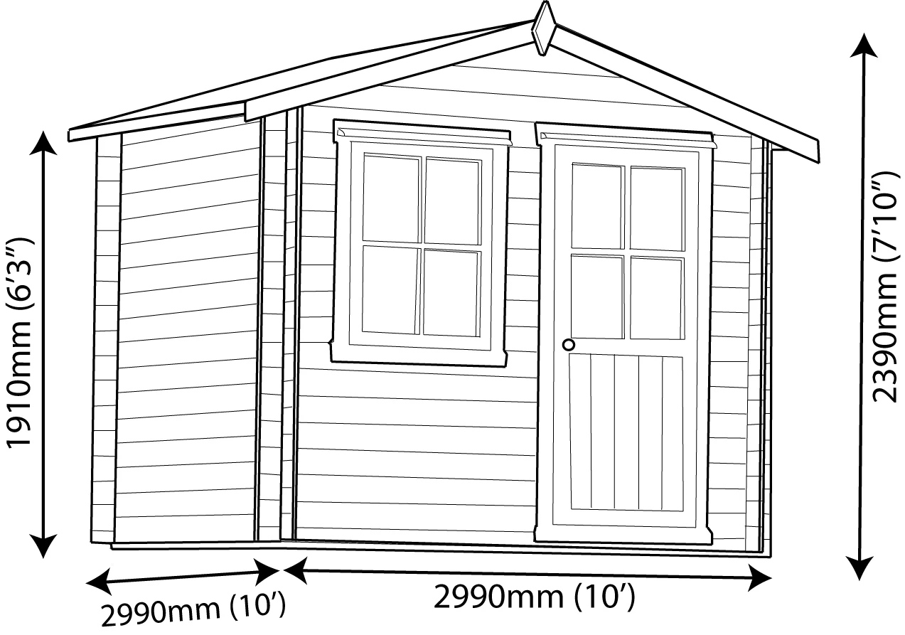 Shire Hartley 8x6 Glass Apex Tongue & Groove Wooden Cabin - Base Included 9 Shire Hartley 8x6 Glass Apex Tongue & Groove Wooden Cabin - Base Included - Image 9