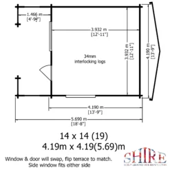 Shire Kinver 14x14 Glass Apex Tongue & Groove Wooden Cabin - Base Not Included -Garden Tool Store shire kinver 14x14 glass apex tongue groove wooden cabin base not included5019804114191 01i bq