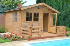 Shire Kinver 14x14 Glass Apex Tongue & Groove Wooden Cabin - Base Not Included -Garden Tool Store shire kinver 14x14 glass apex tongue groove wooden cabin base not included5019804114191 03i bq