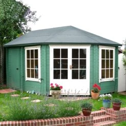 Shire Leygrove 14x10 Toughened Glass Apex Tongue & Groove Wooden Cabin - Base Not Included -Garden Tool Store shire leygrove 14x10 toughened glass apex tongue groove wooden cabin base not included5019804251407 02i bq
