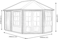 Shire Leygrove 14x10 Toughened Glass Apex Tongue & Groove Wooden Cabin - Base Not Included -Garden Tool Store shire leygrove 14x10 toughened glass apex tongue groove wooden cabin base not included5019804251407 02t