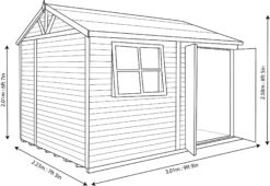 Shire Mammoth 10x7 Glass Apex Wooden Workshop - Base Not Included -Garden Tool Store shire mammoth 10x7 glass apex wooden workshop base not included5019804703180 03t