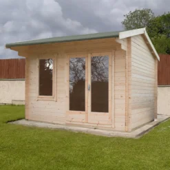 Shire Marlborough 10x14 Glass Apex Tongue & Groove Wooden Cabin - Base Not Included