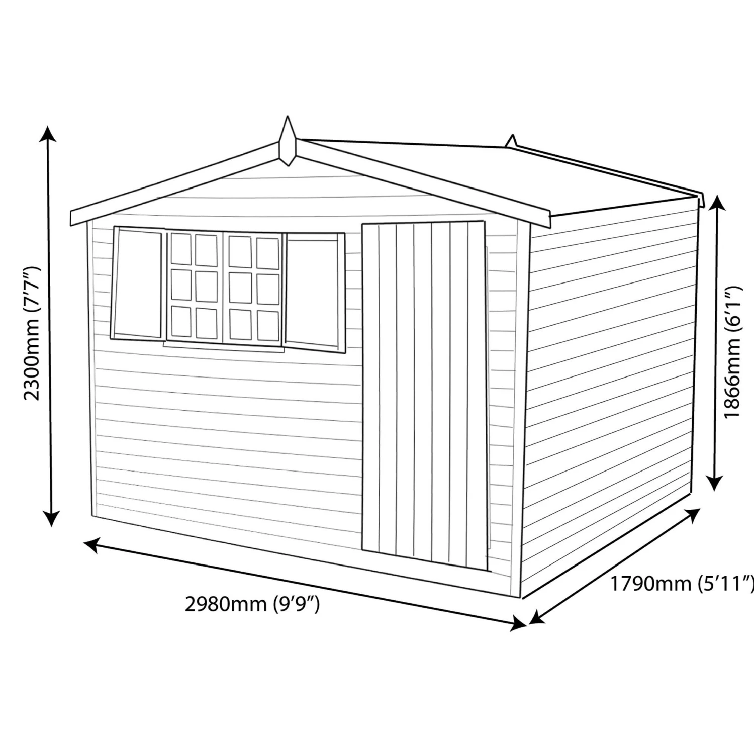 Shire Security Cabin 10x6 Apex Shiplap Wooden Shed - Assembly Service Included 8 Shire Security Cabin 10x6 Apex Shiplap Wooden Shed - Assembly Service Included - Image 8