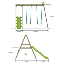 TP Toys Multi Double Green & Wood Swing & Slide (L) 2760mm X (W) 2810mm -Garden Tool Store tp toys multi double green wood swing slide l 2760mm x w 2810mm5021854901492 01t bq
