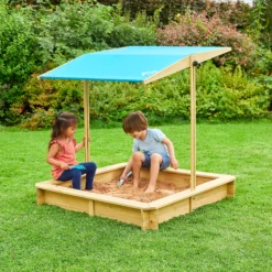 TP Toys Timber Rectangular Sand Pit With Canopy -Garden Tool Store tp toys timber rectangular sand pit with canopy5021854102752 02i bq