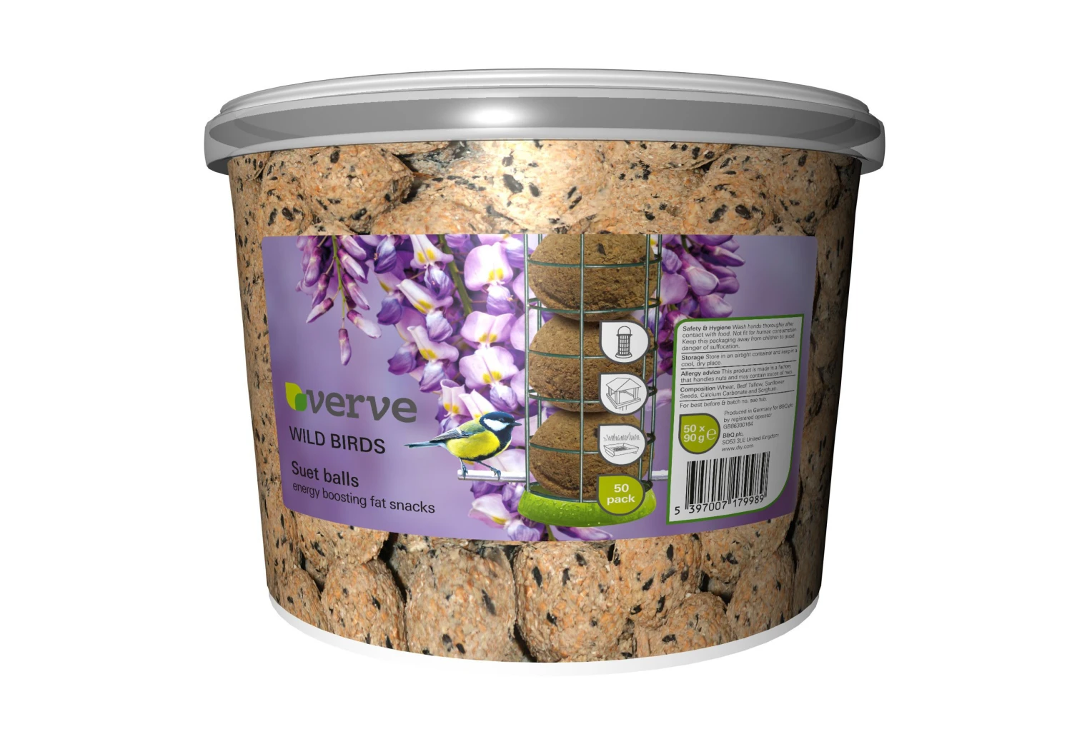 Verve Wild Birds Suet Balls 4.5kg, Pack Of 50 1 Verve Wild Birds Suet Balls 4.5kg, Pack Of 50