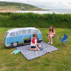 Volkswagen Blue Camper Van Pop Up Tent -Garden Tool Store volkswagen blue camper van pop up tent5031470224875 12i bq